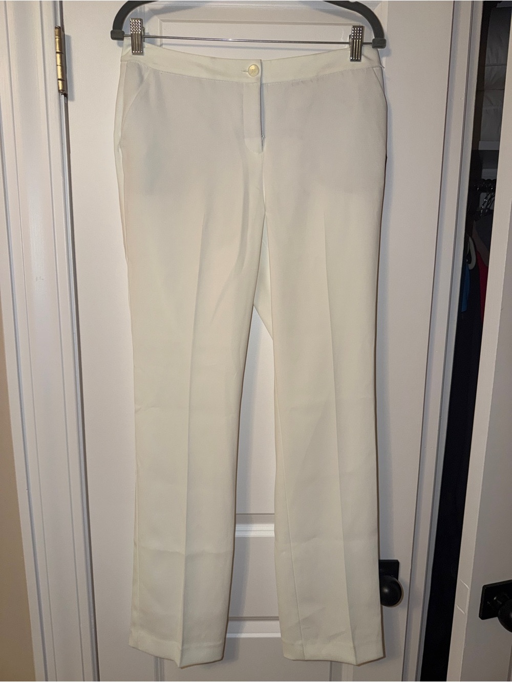 Ivanka Trump Cream Straight-Leg Dress Pants